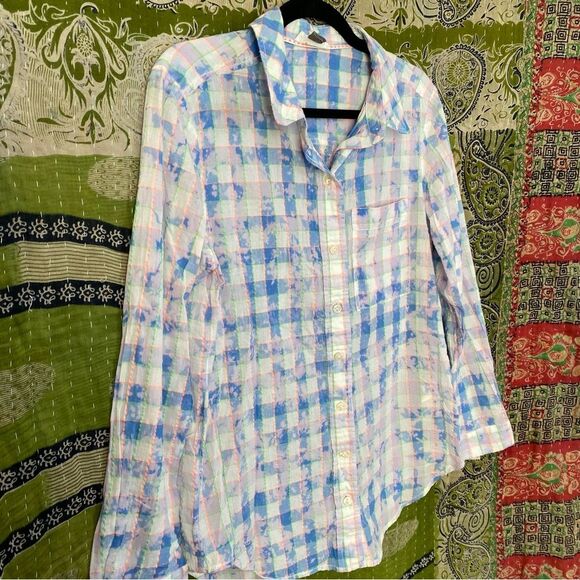 Pilcro x Anthropologie The Cate Tie-Dye Button Down Top Size Medium - Picture 9 of 16